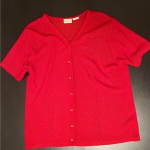 Bobbie Brooks Red Short-Sleeve Button Cardigan